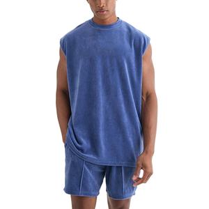 Camiseta sin mangas deportiva de verano para hombre, personalizada, de terciopelo tejido, 100% poliéster, de secado rápido, antipilling, transpirable, con cuello ajustado y corte slim. - Product Image 2