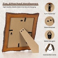 Bingkai Foto Kayu Solid Rustic Buatan Tangan dengan Tepi Kulit Kayu Asli, Dekorasi Farmhouse, Logo Custom, Dinding Warna-Warni