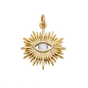 Pendentifs breloques vintage œil de diable soleil en argent sterling 925 plaqué or avec zircon pour femmes, accessoires de fabrication de bijoux DIY - Product Image 1