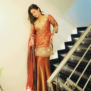 Launching New Designer Cotton Party Wear Top Sharara Plazzo and Dupatta with Heavy Chinnon Silk <b>Material</b> and 5mm Sequences - Product Image 1