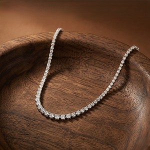 Collar de cadena de tenis de lujo con diamantes cultivados en laboratorio de corte redondo, certificado CVD IGI, de oro macizo de 14K - Product Image 1
