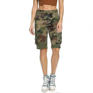 Short cargo camouflage pour femme ODM, taille mi-haute, fermeture boutonnée, en toile respirante, style décontracté d'été - Product Image 2