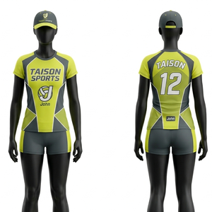 Premium 180 GSM Breathable Polyester Spandex <b>Volleyball</b> Uniform Maroon Gold Side Panel Design Custom Sublimation Logo <b>Set</b> - Product Image 3