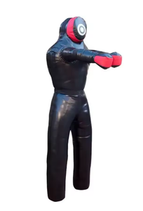 Black PU Boxing <b>Dummy</b> with Red Accents Sponge Filled Martial Arts Training Target for Adults - Product Image 2