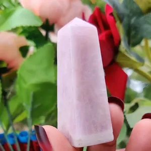 หินคุนไซต์สีชมพูธรรมชาติทรงโอเบลิสก์ หินคริสตัลขัดเงาสำหรับบำบัด พลังงานเรกิ การทำสมาธิ ตกแต่งตามหลักฮวงจุ้ย จากราชสถาน - Product Image 3