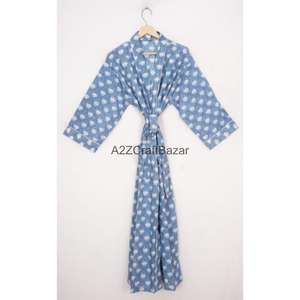 Bata Kimono de Algodón 100% Transpirable para Mujer, Estampado Floral Sexy, Ropa de Noche para Primavera, Verano e Invierno, Túnica de Playa, Ropa de Dormir - Product Image 1