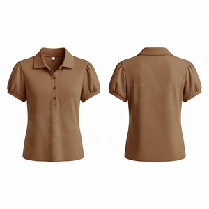 <b>Women's</b> Black Short Sleeve Polo Shirt Solid Color Knitted Casual <b>Top</b> Regular Length - Product Image 3