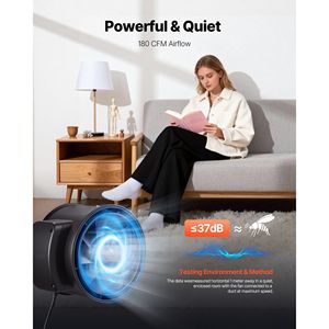 Ventilatore Assiale Inline da 4 Pollici 180 CFM con Regolatore di Velocità e Filtro a Carbone per Sistema di Ventilazione e Riscaldamento - Product Image 3