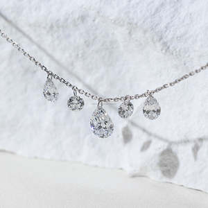 Colgante de diamantes de corte pera y redondo de primera calidad para mujer, oro blanco de 10K, 14K, 18K, diamante cultivado en laboratorio, collar de joyería fina para fiesta. - Product Image 2