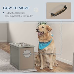 Stazione di Alimentazione e Conservazione Rialzata Grigia per Animali Domestici con 2 Ciotole in Acciaio Inossidabile per Cani di Taglia Grande e Altri Animali di Grossa Taglia - Product Image 6