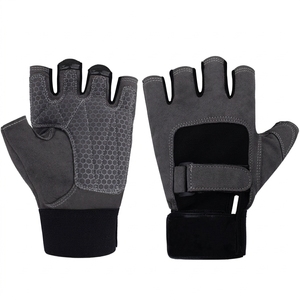 <b>Half</b> Finger Gym Fitness Gloves with Wrist Strap Support for Weight Lifting Women Suede Breathable Non <b>Slip</b> Adjustable 0.5kg - Product Image 1