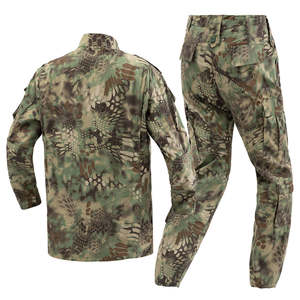Ensemble de vêtements de camouflage en polyester et coton Ripstop durable, respirant, chemise à manches longues, pantalon cargo multi-poches, vêtements d'entraînement - Product Image 2