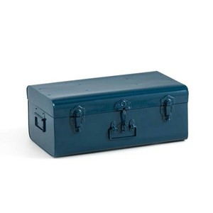 Juego de baúles de almacenamiento modernos de metal gris con herrajes en oro rosa y tapa con bisagras para un almacenamiento seguro - Product Image 3