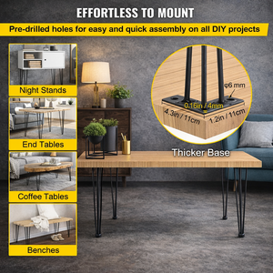 36" Hairpin <b>Table</b> <b>Legs</b> 3 Robs Set 4 880lbs Capacity Metal Furniture <b>Legs</b> Stainless Steel Modern DIY Dining Desk EDPTBL021 - Product Image 3