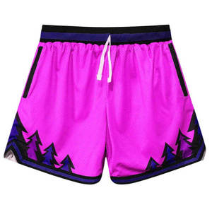 Shorts de bain extensibles de qualité supérieure pour hommes, shorts de plage à taille élastiquée avec cordon de serrage, design graphique personnalisé, doublure en maille - Product Image 1