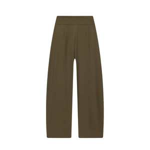 Nouvel Arrivage 2026 – Pantalon Femme Vert Olive Ample à Taille Haute, Coupe Décontractée, Longueur Cheville, Minimaliste, Uni, en Crêpe - Product Image 1