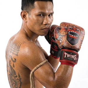 Sialkot Leather Boxing Gloves-Breathable Moisture-Wicking Hook Loop Closure Adjustable <b>Wrist</b> <b>Strap</b> for Boxing Martial Arts - Product Image 1