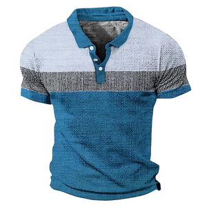 Chemise unisexe noire à imprimé géométrique style hawaïen, manches courtes, col rabattu, imprimé par transfert thermique, respirante et anti-humidité - Product Image 6