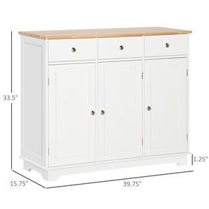 Credenza a 3 ante in rovere con 3 cassetti e ripiano regolabile per cucina, bar, ripostiglio, villa, palestra, soggiorno, ingresso - Product Image 3