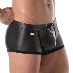 Maillot de bain en cuir noir pour homme, coupe slim, sexy, doux, confortable et respirant - Product Image 3
