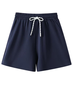 Summer Polo Collar Knee Button Pajama Set Breathable Loose-Fitting Casual Sporty Short Sleeve Shorts Two-Piece Women Solid Color - Product Image 3