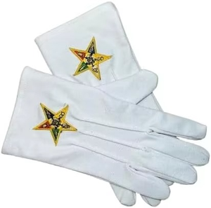 Gants en coton blanc de haute qualité pour les francs-maçons, gants maçonniques |   Fournisseur de gants de parade maçonniques, gants en coton maçonniques - Product Image 5