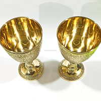 Verre à vin en laiton style vintage, fait main, écologique, durable, vaisselle décorative, capacité 30 ml, pour la table à manger à la maison