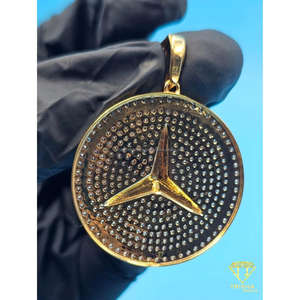 Pendentif rond serti de pierres, luxe, hip-hop, bling, médaillon, pendentif rond serti de pierres de luxe, logo, bijoux hip-hop pour hommes - Product Image 2