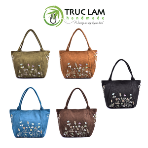 Wholesale Travel Bag <b>Large</b> Suede Bag with Hand-sewn Glass <b>Bead</b> Flower and Grass Patterns High Quality Eco-friendly Material - Product Image 6