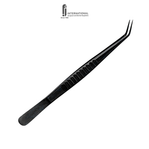 Pince chirurgicale dentaire en acier inoxydable de qualité allemande, à pointe bec courbée dentelée, pour coton, couleur noire, ergonomique - Product Image 4