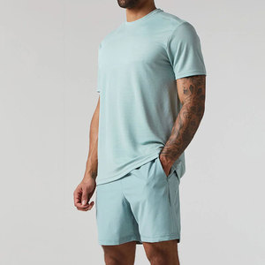 Conjunto Deportivo Econex para Hombre, Camiseta Azul 100% Algodón con Bolsillo Negro y Pantalones Cortos a Juego, Ropa Casual de Verano, Secado Rápido y Transpirable - Product Image 3