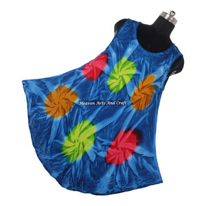 Último Diseño Vestido de Verano Tie-Dye Boho Hippie para Mujer, Vestido Tipo Paraguas con Diseño Colorido Tie-Dye de Rayón - Product Image 5