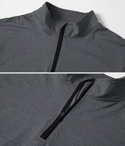Chemises de sport à manches longues pour hommes, sweat-shirt à demi-zip, hauts de fitness pour le jogging, respirants, compressifs, pour la course à pied - Product Image 4