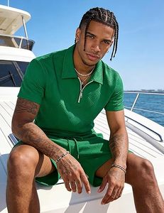 Men Summer <b>Knitted</b> Embroidered 100% Cotton Quick Dry Short Sleeve Custom Logo Joggers Suits <b>Set</b> Shirt and Short <b>Set</b> - Product Image 1