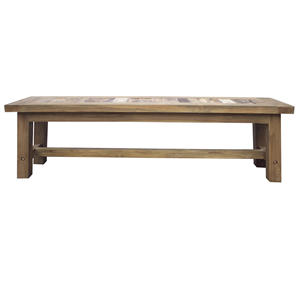 Banc de patio moderne en teck recyclé fait main, sièges colorés pour projets extérieurs de cafés, restaurants et hôtels - Product Image 1