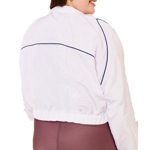 Custom <b>White</b> Nylon Sports Windbreaker <b>jacket</b> for <b>men</b> Waterproof Zip-Up Casual <b>Jacket</b> with Navy Stripes High-Quality Wholesale - Product Image 2