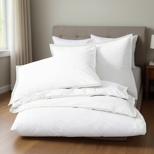 Ensemble de draps en percale blanc 300 TC, style américain, draps-housses et draps plats pour lit simple, pour la maison ou l'hôtel - Product Image 3