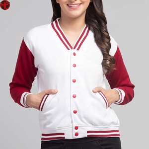 Women's Color Block Varsity Jacket Stand Collar <b>Cardigan</b> Button Front Casual Winter Outerwear Wholesale Women Varsity Jacket - Product Image 4