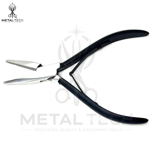 Pinzas Profesionales de Acero Inoxidable de 5.5 Pulgadas con Boca Plana para Extensiones de Cabello, Mango Negro, para Micro Anillos, Nano Beads y Extensiones de Bucle - Product Image 5