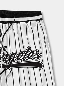 Pantalones Cortos Deportivos de Malla con Cordón en la Cintura y Estampado de Letras a Rayas para Hombre - Product Image 3