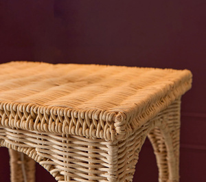 Boho Tall Rattan Corner Shelf Handwoven Wicker Storage Rack Kids Bed Room Furniture Corner Organizer Display Shelf Toys Storage - Product Image 2