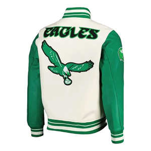 Veste de baseball vintage pour homme, style universitaire, avec broderie d'aigle, corps en laine et manches en cuir, manteau streetwear - Product Image 2