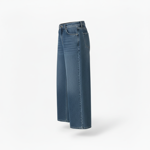 Jeans en denim vintage américain pour hommes et femmes, taille mi-haute, coupe droite ample, décontracté, délavé moyen, streetwear, polyester/coton - Product Image 2