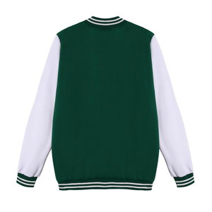 Men's Green White Eco-Friendly Breathable Varsity <b>Jacket</b> <b>Fleece</b> <b>Lined</b> Preppy Style High Street Winter Stand Collar Zipper - Product Image 3