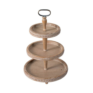 Superior Quality Eco-Friendly Natural Wood 3-<b>Tier</b> <b>Cake</b> Stand Customized Shape Size Dishwasher Safe Wedding Dessert Stand India - Product Image 1