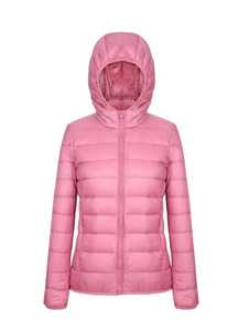 Doudoune matelassée à capuche avec fermeture éclair, coupe-vent, manteau d'hiver décontracté, coupe régulière, couleur unie, col montant - Product Image 2