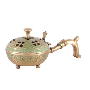 Brûleur d'encens et de bakhoor en laiton avec poignée, diffuseur de parfum et d'aromathérapie pour la maison et l'hôtel - Product Image 1