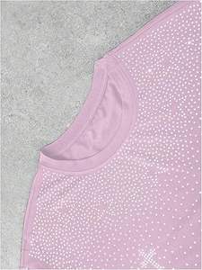 T-shirt rose en strass pour hommes, personnalisé, avec cristaux thermocollants, style streetwear, fabricant OEM - Product Image 4