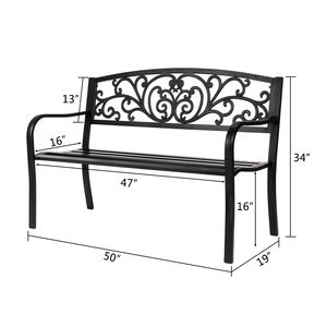 Panca da Esterno Moderna in Ferro e Legno da 50 Pollici YF per Giardino e Patio - Product Image 6