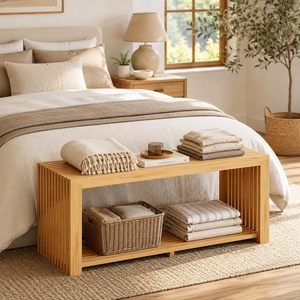 Modern Slatted Wooden Shower <b>Stool</b> Waterproof Footrest Side Table Bench <b>For</b> <b>Bathroom</b> Spa Home Hotel Supply Wholesale - Product Image 5
